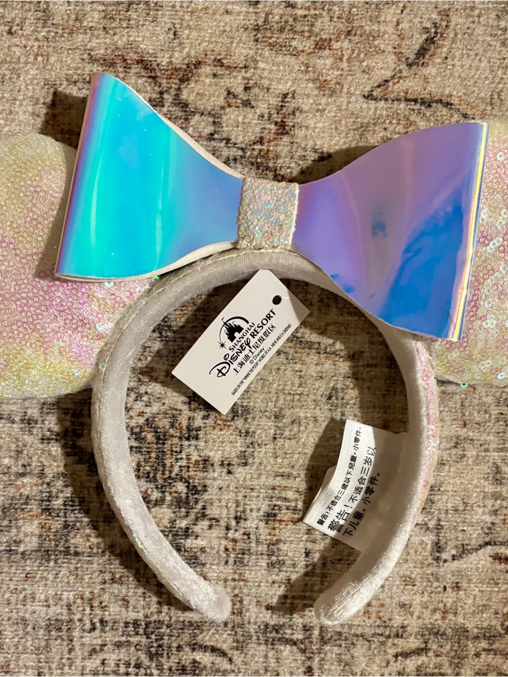 Disney Iridescent Blue and Purple Bow Sequin Ear Headband